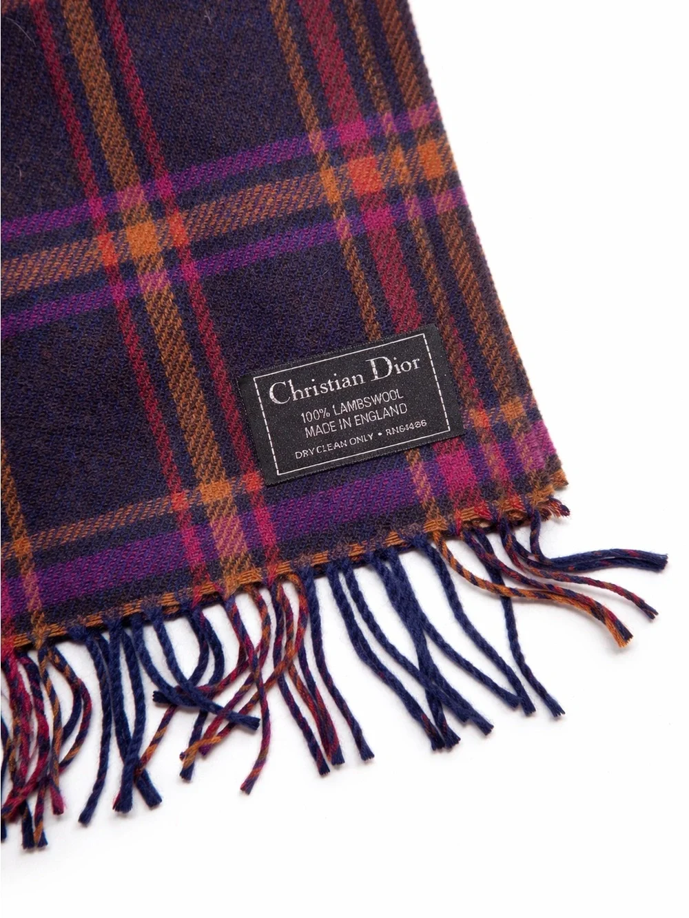 Vintage Christian Dior Lambswool Plaid Scarf